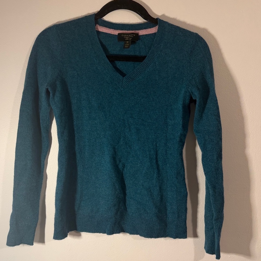 Charter Club Teal and Pink Cashmere Sweater